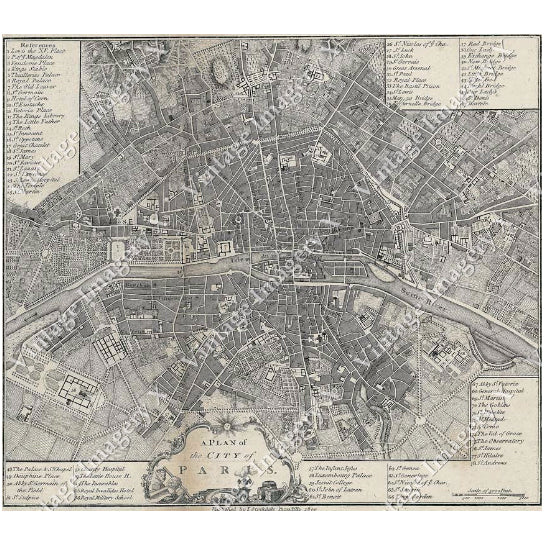 giant Vintage historic old world A city plan Street map of Paris France circa 1800 Restoration Hardware style Fine Art Image 1