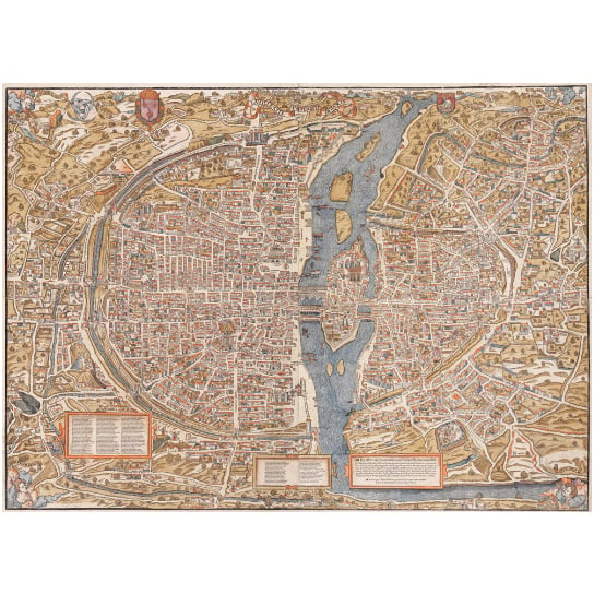Giant Vintage historic old world map of Paris France circa 1550 Fine Art Print Giclee Poster Image 1