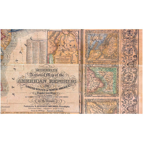 Old US map 1844 United States map Restoration Hardware Style Vintage School map of the United States, Map of America, Image 4