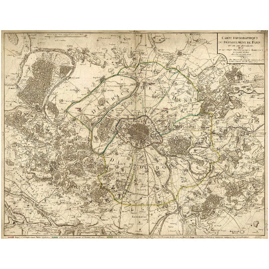 Old map of Paris (1895) Paris map in 5 sizes up to 43"x55" (109x140cm) Restoration Hardware Style Vintage map of Paris, Image 1