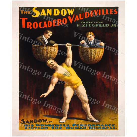 Vintage Strong Man Poster 1894 Sandow Theater Act Poster Workout room art 30 X 42 Fine Art Print Giclee Home Exercise Image 1