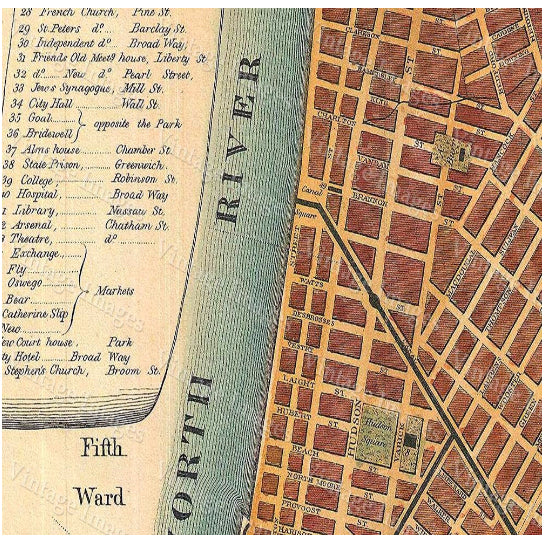 1807 Historic  York City Map Plan Restoration Hardware Style lower Manhattan wall Map Fine Art Print Image 2