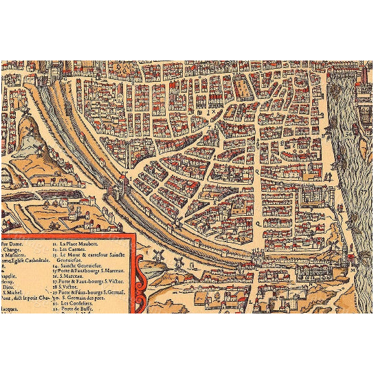 Vintage map of Paris Historic 1575 PLAN DE PARIS France restoration hardware style Map six sizes up to 43" x 58 Fine art Image 2