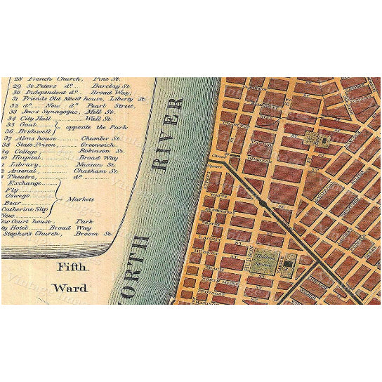 1807 HUGE Historic  York City Map Plan Restoration Hardware Style lower Manhattan wall Map Fine Art Print Image 2