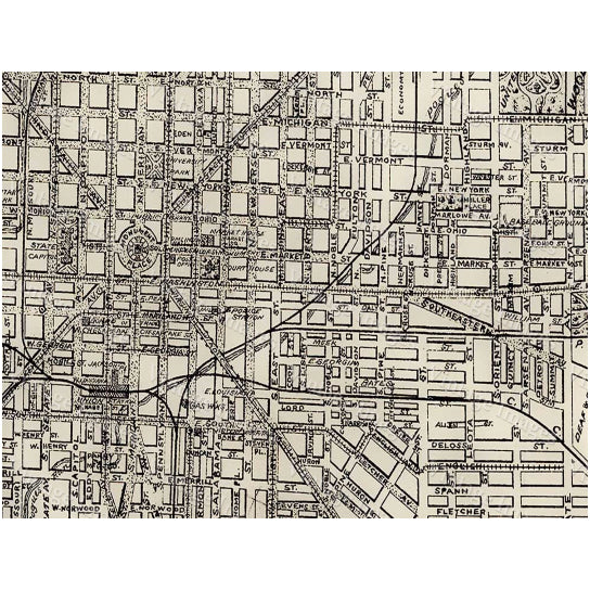 GIant 1899 Vintage Historic Indianapolis Indiana Bicycle and Driving Map Antique Restoration Hardware Style wall Map Image 2
