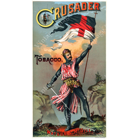 Crusader Brand Virginia Tobacco Poster Label Caddy Vintage Print 13x24 Inch Image 1