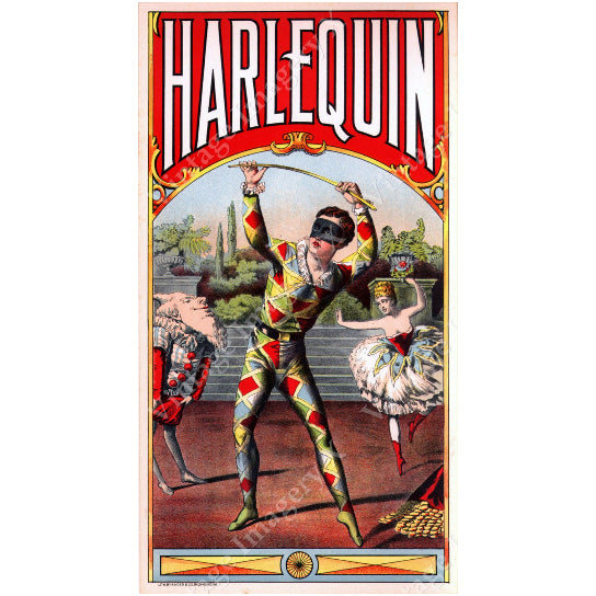 Vintage Harlequin Tobacco Crate Label Art Print 13x24 Bar Image 1