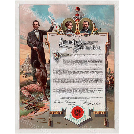 Color Abraham Lincoln Emancipation Proclamation Fine Art Print 33 x 42 Wall Art Image 1