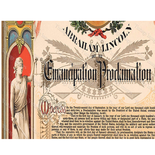 Vintage Abraham Lincoln Emancipation Proclamation Art Print 33x42 Fine Art Print Image 2