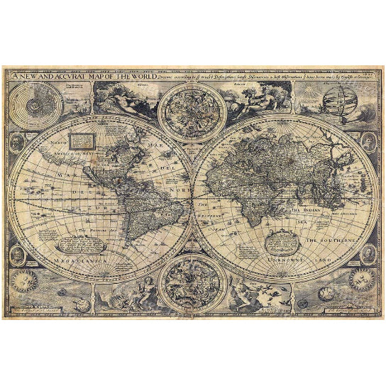 Giant Historic World Map 1626 Old Antique Restoration Hardware Style World Map Fine Art Print Old world map Image 1