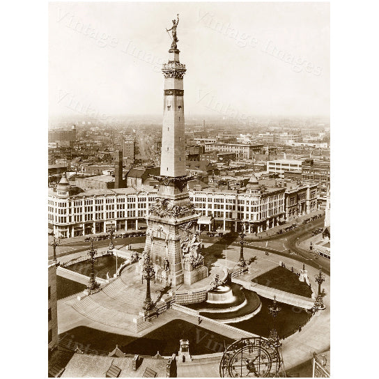 Indianapolis Photo of Monument Circle, Indiana art print, Indianapolis City Scene. Indianapolis Skyline photo, Downtown Image 2