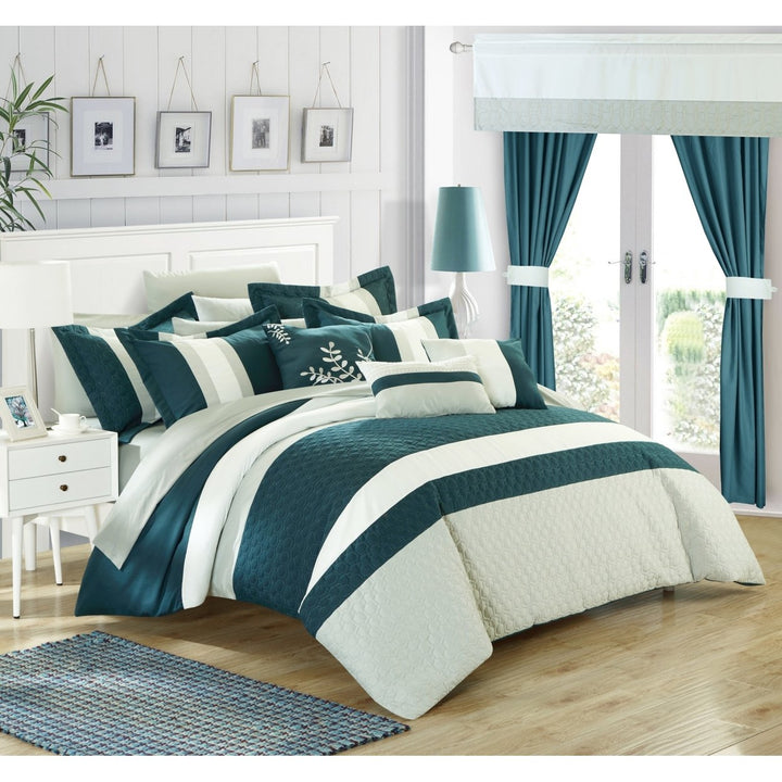 Chic Home 24 Piece Placido Complete Bedroom Set with Octagon Embroidery Color Block pattern Image 1