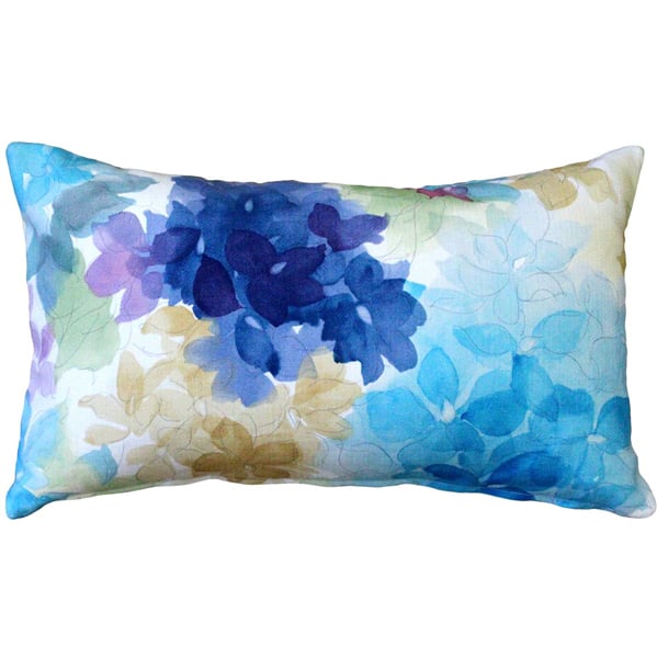 Pillow Decor May Flower Blue Throw Pillow 12x20 Cotton Floral Accent Cushion Image 1