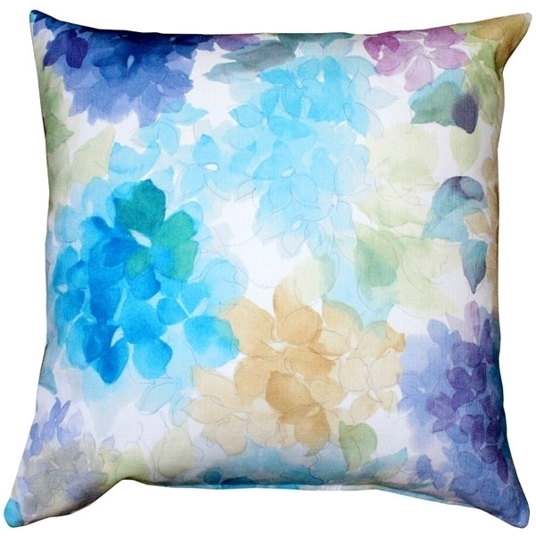 Pillow Decor May Flower Blue Throw Pillow 20x20 Cotton Floral Design Image 1