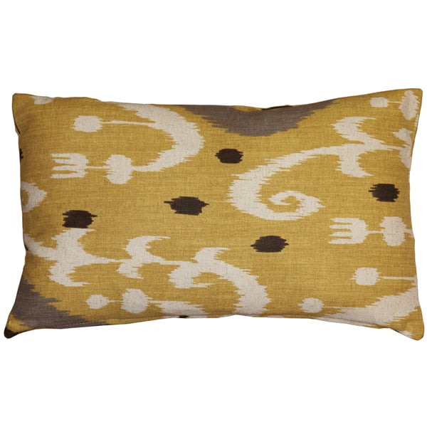 Pillow Decor Ikat Yellow 12x20 Throw Pillow Cotton Polyester Rectangular Design Image 1