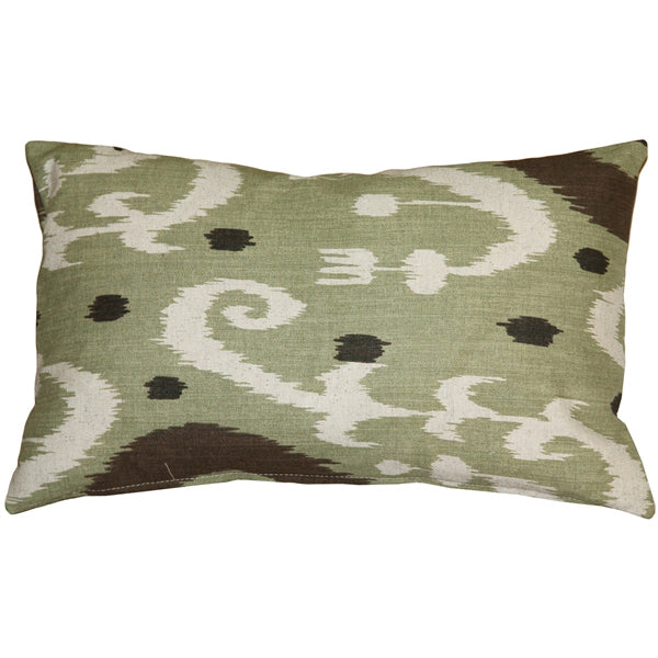 Pillow Decor Indah Ikat Green 12x20 Throw Pillow Cotton Polyester Modern Design Image 1