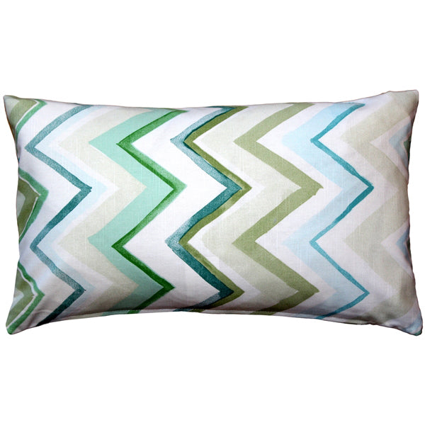 Pillow Decor Pacifico Stripes Green Throw Pillow 12x20 Cotton Accent Pillow Image 1