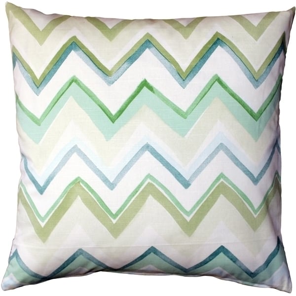 Pillow Decor Pacifico Stripes Green 20x20 Cotton Throw Pillow Chevron Design Image 1