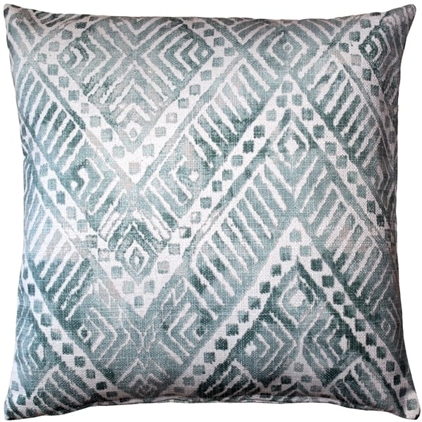 Pillow Decor Tangga Blue Throw Pillow 20x20 Aqua Teal Cotton Linen Blend Image 1