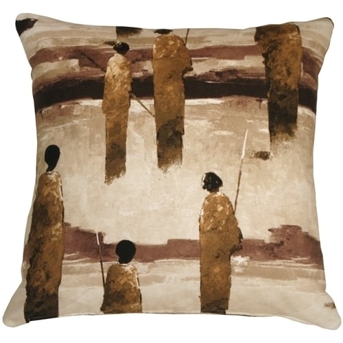 Pillow Decor Masai Warrior 22x22 Brown Throw Pillow Cotton Polyester Cover Image 1