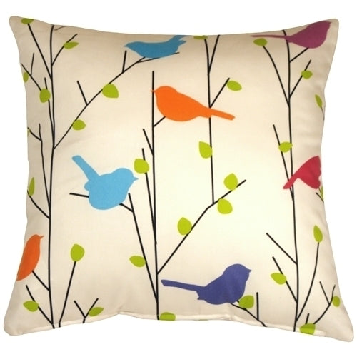 Pillow Decor Spring Birds 17x17 Decorative Pillow Soft Washable Poly-Cotton Image 1