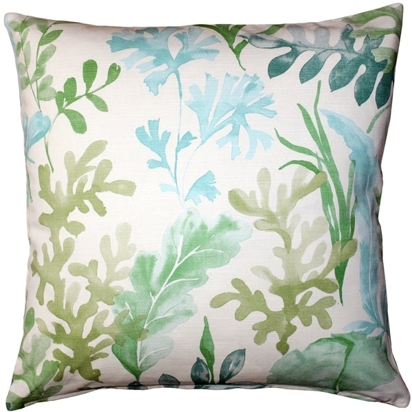 Pillow Decor Sea Garden Green Throw Pillow 20x20 Cotton Underwater Plants Decor Image 1