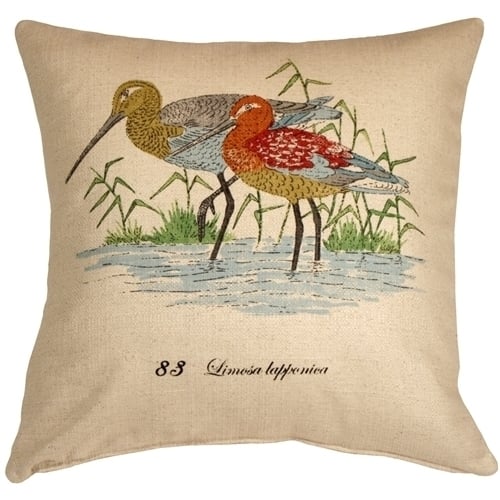 Pillow Decor Wading Birds 20x20 Throw Pillow Cotton Blend Decorative Accent Image 1