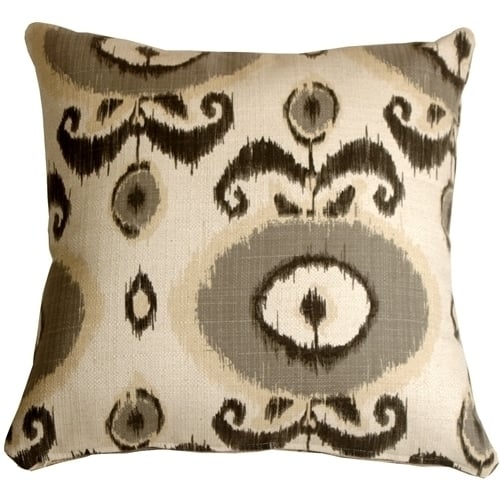 Pillow Decor Gray Ikat 20x20 Decorative Pillow Cotton Blend Poly Insert Included Image 1