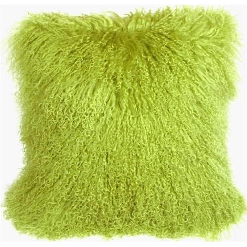 Pillow Decor - Mongolian Sheepskin Green Throw Pillow Image 1