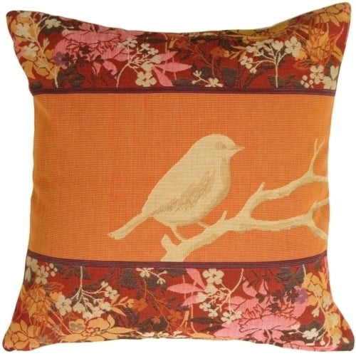 Pillow Decor Chickadee Song Bird Pillow 19x19 Tapestry Jacquard Burnt Orange Image 1