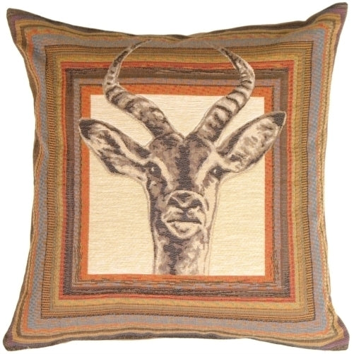 Pillow Decor Antelope Tapestry Throw Pillow 19x19 Earthy Striped Design Image 1