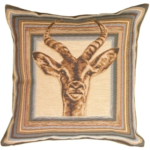 Pillow Decor - Blue Antelope Tapestry Throw Pillow Image 1
