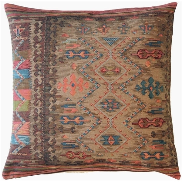 Pillow Decor Kilim Hearth 19x19 Tapestry Throw Pillow Earthy Colors Cotton Blend Image 1