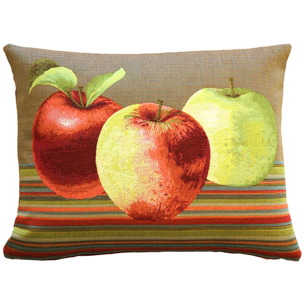 Pillow Decor - Fresh Apples on Brown Rectangular Throw Pillow Image 1
