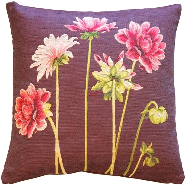 Pillow Decor - Pink Dahlias Square Tapestry Throw Pillow Image 1