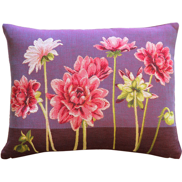 Pillow Decor - Pink Dahlias Rectangular Tapestry Throw Pillow Image 1