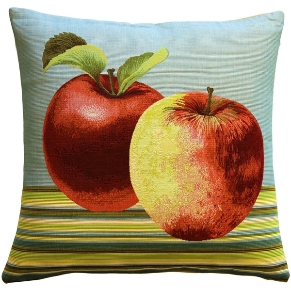 Pillow Decor 19x19 Fresh Apples Blue Tapestry Throw Pillow Cotton Decor Accent Image 1