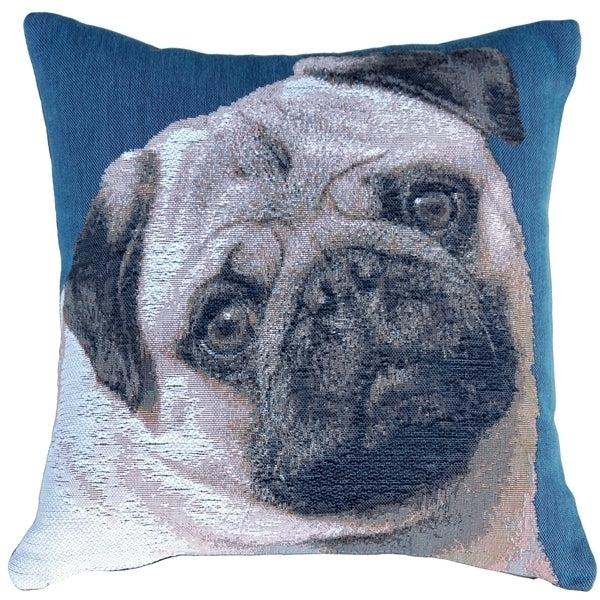 Pillow Decor - Pug Pillow 14x14 French Tapestry Throw Pillow Image 1