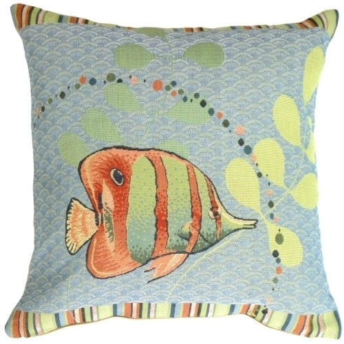 Pillow Decor - Tropical Fish French Tapestry Throw Pillow Image 1