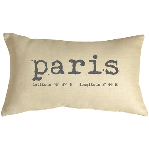 Pillow Decor Paris Coordinates 12x19 Linen Throw Pillow Gray Taupe Vintage Design Image 1