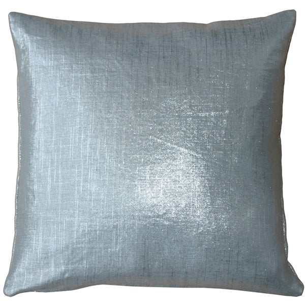 Pillow Decor Tuscany Linen Silver Metallic 16x16 Throw Pillow 100% Linen Image 1