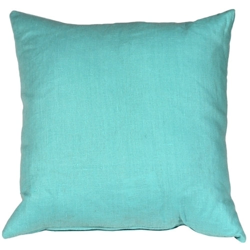 Pillow Decor Tuscany Linen Turquoise 20x20 Throw Pillow 100% Linen Accent Couch Image 1