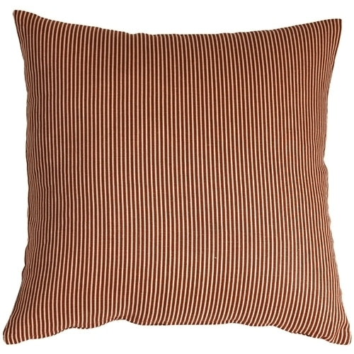 Pillow Decor Ticking Stripe Sienna 18x18 Linen Throw Pillow Poly Insert Included Image 1