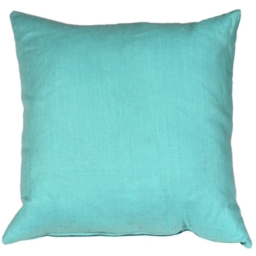 Pillow Decor - Tuscany Linen Turquoise 17x17 Throw Pillow Image 1