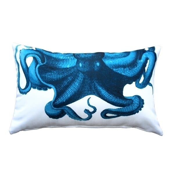 Pillow Decor Octopus Throw Pillow 12x19 Teal Blue Indoor Outdoor Nautical Image 1