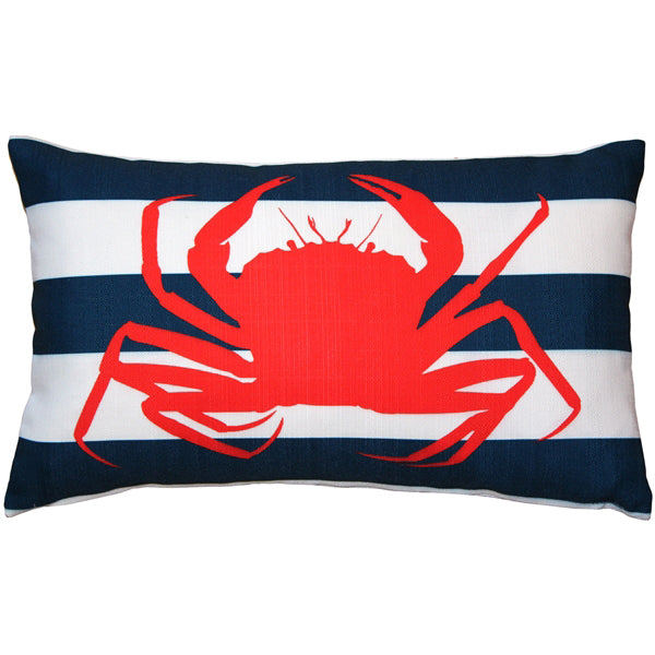 Pillow Decor Red Crab Nautical Throw Pillow 12x19 Indoor Outdoor Fabric Image 1