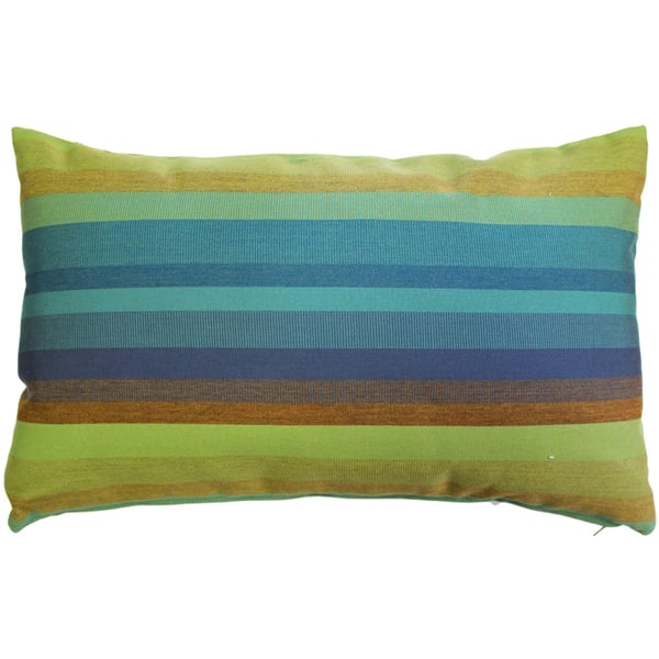 Sunbrella Astoria Lagoon 12x19 Outdoor Pillow Rectangular Green Blue Stripes Image 1