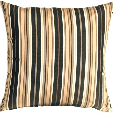 Sunbrella Outdoor Pillow 20x20 Black Gray Sand Stripes UV Mildew Resistant Image 1