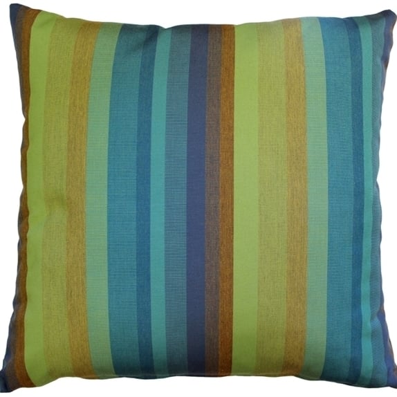 Sunbrella Astoria Lagoon Outdoor Pillow 20x20 UV Resistant Fabric Green Blue Stripe Image 1