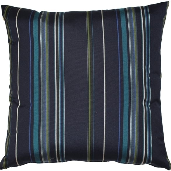 Sunbrella Stanton Lagoon 20x20 Outdoor Pillow Teal Navy Stripe UV Resistant Image 1